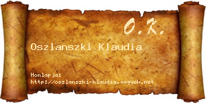 Oszlanszki Klaudia névjegykártya